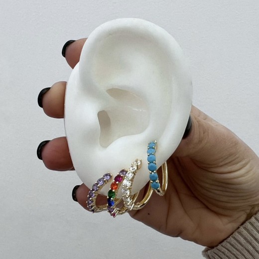 earrings minimal sterling silver bantouvani hoops vintage jewelry women Small Gold Minimalist zirconia